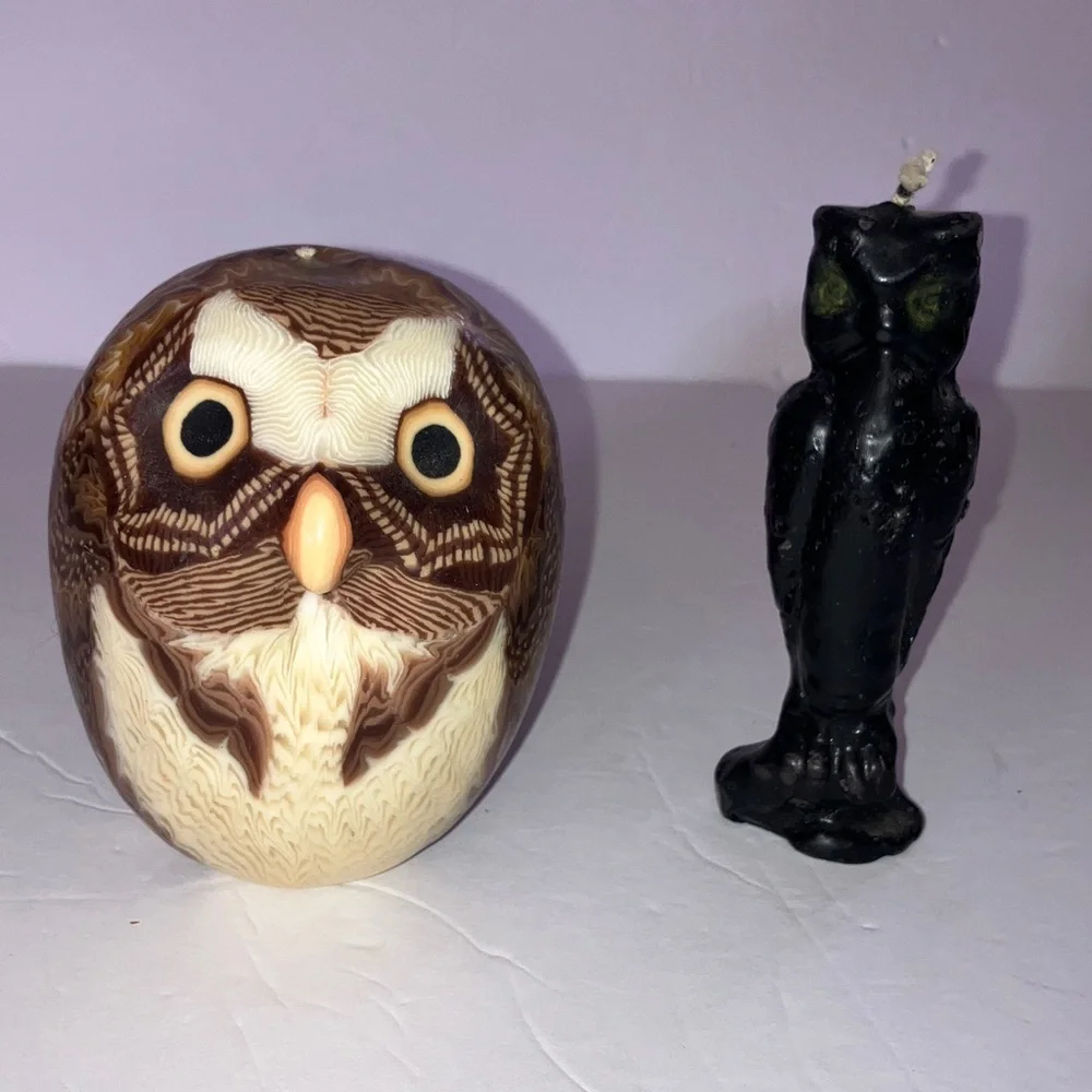 Vintage‎ Owl Candle Set of Two